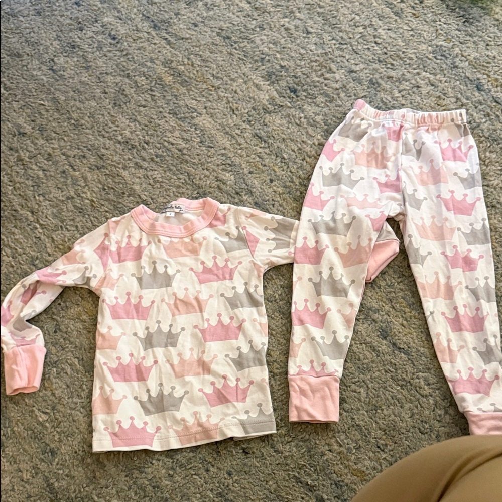 Magnolia Pink and White Crown Pajama Set